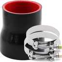 2-1/2 to 3 inches Straight Black Silicone Reducer Coupler with 2 T-Bolt Clamps 4 Layers of Polyester Reinforcement Suitable High Level Turbo Pipe