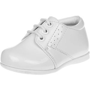 Josmo Baby Boys Dress Shoes  Casual Leatherette Derby Walking Shoes (Infant/Toddler) (White Patent Perf)
