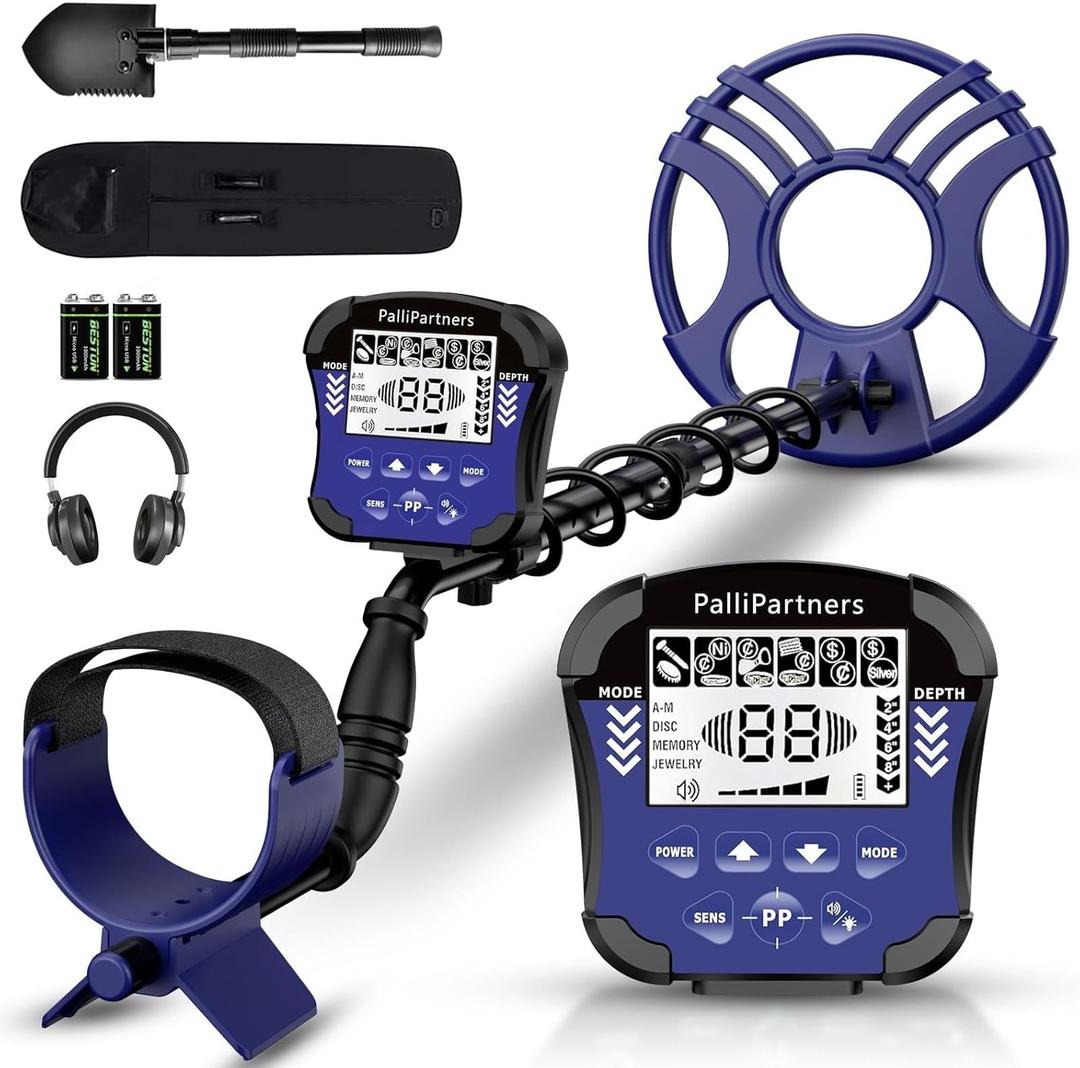 PalliPartners Metal Detector for Adults Waterproof-Professional Higher Accuracy Gold Detector with LCD Display, 5 Mode, Advanced DSP Chip 12" Coil(Purple)