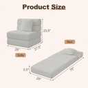 Folding Sofa Bed, Convertible Sleeper Chair & Couch Bed with Pillow, One-Piece High-Density Sponge Mattress, Multi-Purpose Corduroy Floor Sofa for Living Room, Office, Apartment, Beige, Single