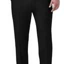 Haggar Men's Premium Comfort Classic Fit Flat Front Hidden Comfort Waistband Pant (Regular and Big & Tall Sizes) (44W x 30L, Black Bt)