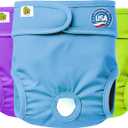 Pet Magasin Reusable Washable Dog Diapers (Pack of 3), Highly Absorbent with Strong & Flexible Closure (Solid, X-Small (9-12 Waist))