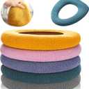 Legigo 5 Pack Thicker Bathroom Toilet Seat Cover Pads- Soft Warmer Toilet Seat Cushion Cover Stretchable Washable Fiber Cloth, Easy Installation Comfortable Toilet Lid Seat Cover(Knitted Style)