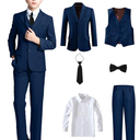 Yanlu Boy's Tuxedos Toddler Formal Suits Set Kids Blue Black Slim Fit Suit for Weddings , 6 Year