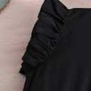 Hilinker Toddler Girl Pleated Dress Ruffle Sleeveless Retro Party Dresses with Belt Black Pink Gradient 5-6Y