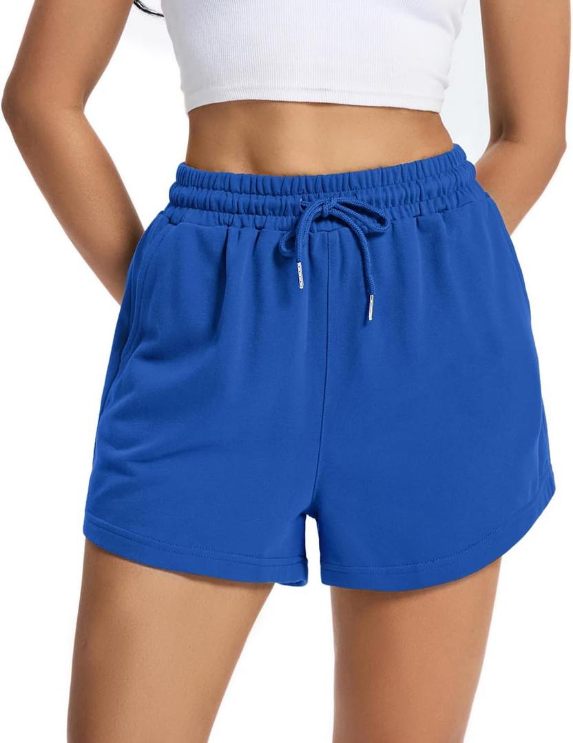 Auriviz Women's Sweat Shorts Comfy Lounge Running Shorts Gym Summer Casual High Waisted Athletic Shorts with Pockets