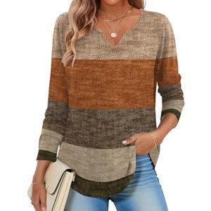 Zeagoo Long Sleeve Shirts for Women Fall V Neck Tops Casual Dressy Blouse Boho Tunic Business Work Clothes School Outfit (XL)