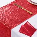 ShinyBeauty Wedding Decor Sequin Table Runner,2pcs Red-12x72-Inch Party Runner, Table Runner for Party Red Christmas Table Runner Dining Red Runner for Tables Sequin Linen Table Runner Thanksgiving