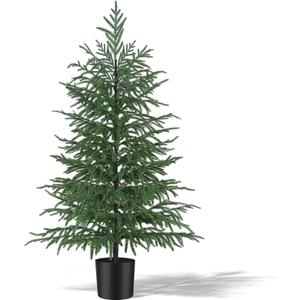 4FT Artificial Norfolk Pine Tree, Realistic UV Rated Shrubs Fake Potted Plants, Faux Bushes for Christmas Decorations Outdoor Indoor Home Front Porch Decor