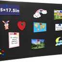 Bulletin Board - 35 x 17.5 inches Decorative Felt Pin Board - Cork Board Alternative for Wall - Foldable Photo Board Self-Adhesive Prayer Board with 20 Pushpins - Black