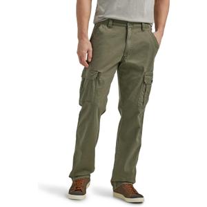 Wrangler Authentics Mens Relaxed Fit Stretch Cargo Pant (29W x 30L, Olive)