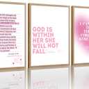 3pcs Pink Bible Verses Wall Art Christian Aesthetic Wall Decor Pictures Preppy Inspirational Scripture Quote Canvas Posters Prints for Girly Bedroom Preppy Religious Decor 12x16in Unframed