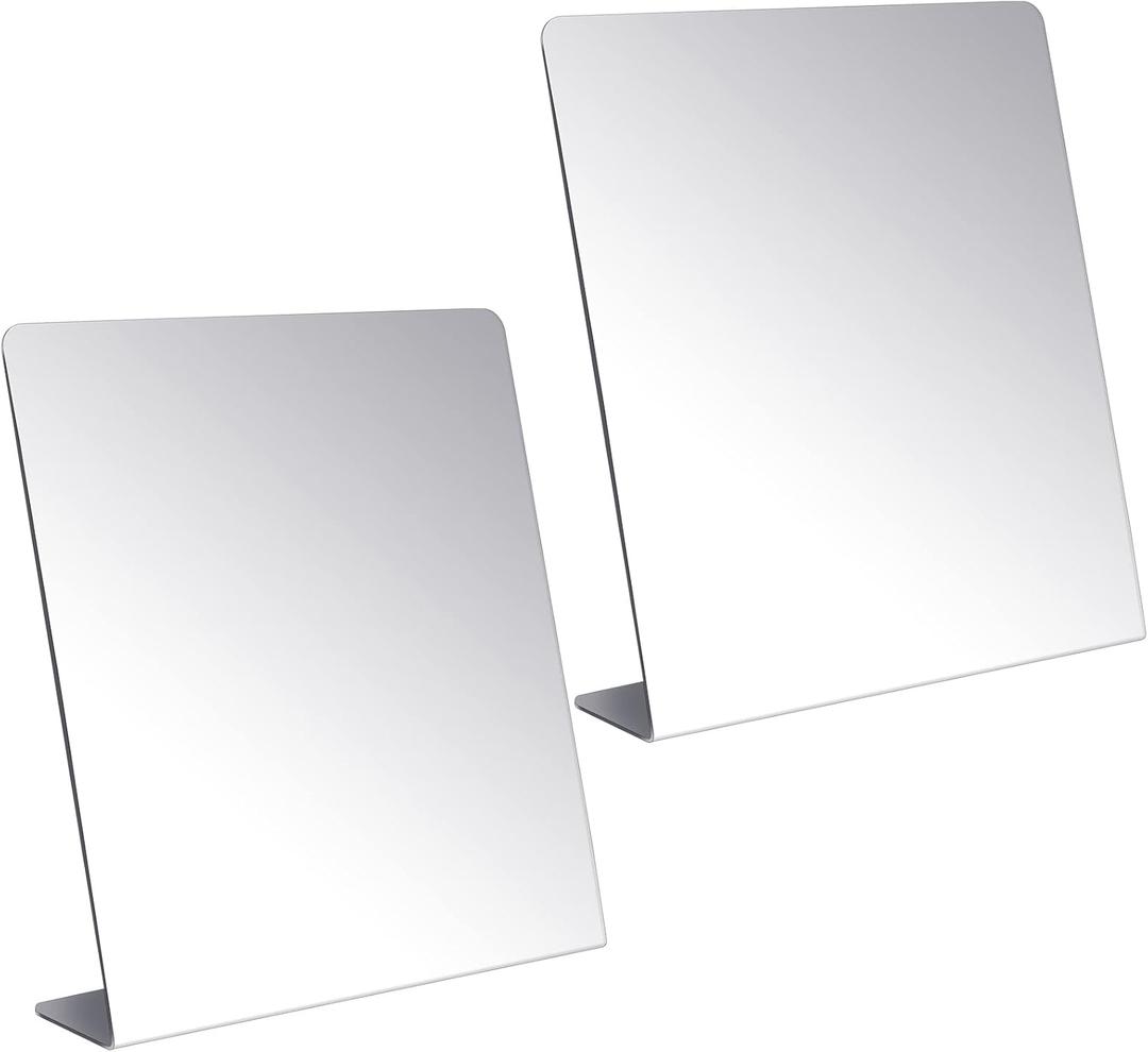 2 Pcs Counter Top Mirror Freestanding Mirror Single Sided Acrylic Desk Mirror for Tabletop Bedroom, Office, Bathroom, Dorm, Home (8.5 x 11 Inch)