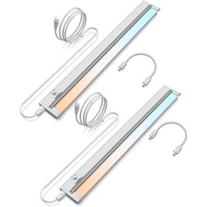 24" 2Pack Hardwired Under Cabinet LED Light Plug in, 16W 1200LM, 3CCT (3000K/4000K/5000K), Rotatable 45, Connect Up to 10 Fixtures, Under Counter Lights Linkable for Kitchens and Offices,YT-4208-22-2