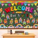 3 x gisgfim Welcome Back to School Bulletin Board Decorations Set Schoolbag Paper Cutouts Colorful Cartoon Backpack Classroom DIY Photo Craft Bulletin Board Decor for Preschool Home Door Chalkboard Wall