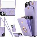 Asuwish Phone Case for Samsung Galaxy S26 Ultra 5G Wallet Cell Cover with Tempered Glass Screen Protector Wrist Strap Ring RFID Blocking Card Holder S26Ultra 26S S 26 26Ultra SM-S948U Women Men Purple