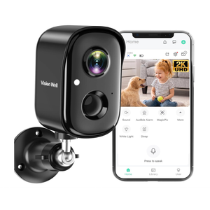Security Cameras Wireless Outdoor, 2K Indoor Cameras for Home Security Battery Powered, AI Motion Detection, Color Night Vision, 2-Way Talk, Spotlight Siren Alarm, Cloud & SD Storage-Jet Black Camera