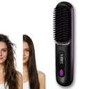 Go Brush Pro for Short Hair, Portable Straightener Brushs for Travel, with LCD Temperature Display, Fast Heating Cordless Mini Hair Brushs Styling Tools (Black)