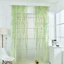 Ufurty 2 Pieces Willow Window Curtain Voile Tulle Room Salix Leaf Sheer Gauze Panel Drapes Green Color for Living Room, Bedroom, Balcony