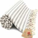 Bazaar Anatolia Turkish Beach Towel 100% Cotton, Quick Dry, Sand Free Large Towel for Bathroom and Camping Oversized 71x39 Inches Arpa Grey