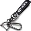 leather car keychain set for Toyota Corolla, RAV4, Highlander men and women family present keychain key ring lanyard accessories (black)