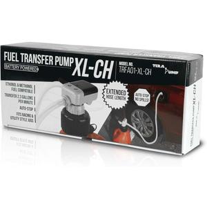 TERA PUMP, TRFA01-XL-CH, Battery Powered Chemical Fuel Transfer Pump with Auto-Stop Sensor, 2.3 GPM, Designed for Methanol, Ethanol, DEF, Window Washer Fluid, Comes with 4 Adapters, Fits Most Gas Cans