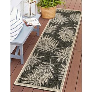 Rugshop Leaf Design for Patio Rugs,Deck Rugs,Balcony Rugs Indoor/Outdoor Runner Rug 2' 3" X 6' Blue