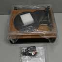 Vinyl Record Player Bluetooth Turntable with Built in Stereo Speakers Belt Drive 3 Speeds Vintage Turntables for Vinyl Records Support RCA Output, Aux in, Auto Stop, Light Walnut