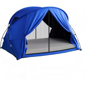 Blue Indoor Privacy Full Size Bed Tent for Adults Kids, Foldable Blackout 90% Sleep Canopy Tents with Breathable Mesh Windows and Door Net Curtains