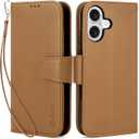 Arae Compatible with iPhone 16eCase Wallet with Card Holder, Wristlet Strap Wallet Flip Cover for iPhone 16eMen/Women, RFID Blocking, Kickstand, Black