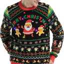 Unisex Women's Ugly Christmas Sweater LED Light Funny Novelty Knit Pullover (XL)