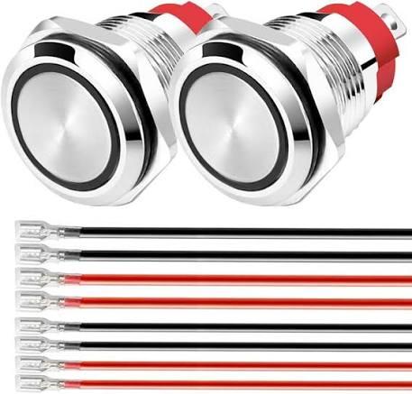 15 AMP LATCHING PUSH BUTTON SWITCH, 2 PCS.