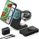 3 in 1 Magnetic Foldable Wireless Charger for Google Pixel Watch 3/2, 15W Fast Mag-Safe Charging Station Stand for Pixel 9/Pro/XL/9a/8/Pro/8a/7/Pro/7a/6/Pro and Pixel Buds Pro/2 with 18W Adapter