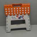 ACSTEP 9 Inch Folding Step Stool 300 LB Capacity Plastic Foldable Step Stools for Kids and Adults, Folding Stool Suitable for Kitchen, Stepping Stool with Handle Bicolor Orange Small Step Stool 1PC
