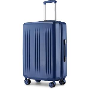 Kono Lightweight 28 Inch Expandable Luggage with Quiet Spinner Wheels TSA Lock, Scratch and Drop Resistant PC+ABS Hardside Durable Large Checked Suitcase, Navy Blue