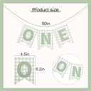 Sage Green Gingham One High Chair Banner - Green Gingham First/1st Birthday Decoration, Boy/Girl First/1st Birthday Highchair Banner