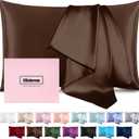 Silk Pillowcase for Hair and Skin Mulberry Silk Pillowcase Soft Breathable Smooth Both Sided Natural Silk Pillowcase with Zipper Beauty Sleep Silk Pillow Case 1 Pack for Gift (King,Brown)