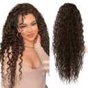 SEIKEA Highlight Drawstring Ponytail Extension, PT005 Isabella 26" Long Bohemian Curly Pony Tail Multi Layered Light Soft Clip in Hair Extensions Ponytail Natural Synthetic Dark Chocolate Brown
