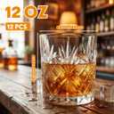 12 Pcs Old Fashioned Whiskey Glasses 12 oz Elegant Crystal Whiskey Glasses Bourbon Cocktail Rocks Glass for Bourbon Scotch Liquor Cocktails Barware Men Gifts