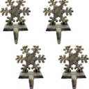 4 Pieces Snowflake Christmas Stocking Holder Christmas Hooks Skid Mantel Hooks Hanger for Fireplace Free Standing Christmas Decorations
