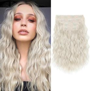 REECHO Clip-in Hair Extensions, 4PCS 14" Wavy Hairpieces - Invisible Lace Weft, Soft Natural Hair - Platinum Blonde