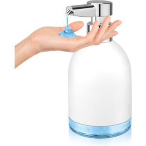 Automatic Soap Dispenser Liquid Touchless: 11oz Plastic - 5 Level Adjustable White Rechargeable Electric Auto Smart Soap Dispenser - Bathroom Kitchen Hand Dish Lotion