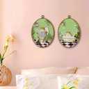 Hxlac Funny Bathroom Frog Oval Wall Art Framed Set of 2, Funky Frog in Bath Oval Wall Decor, Eclectic Animal Bathroom Hanging Canvas Prints Wall Sculptures for Home Living Room Decor, 8.5x11.5 Inch