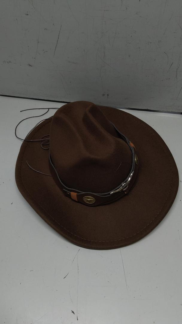 Women Men Western-Cowboy-Hat - Wide Brim Cowboy Hat with Turquoise Belt Buckle Rodeo Hat (Size:M/57)