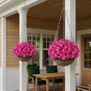 Juxdp 16 Bundles Artificial Camellia for Front Door Outside - Faux UV Resistant Real Looking Camellia Flowers Fake Silk Bouquets Plants for Garden Window Farmhouse Home Spring Summer Decor (Rose Red)