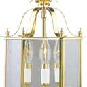 Livex Lighting 4403-02 Home Basics 3 Light Polished Brass Hanging Lantern or Flush Mount Chandelier with Clear Beveled Glass