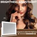 ROLOVE Lighted Makeup Mirror 16.3"x12.6", Hollywood Vanity Mirror with 10X Magnifier, 3 Color LED Lighting Modes, Smart Touch Control & 360 Rotation, Tabletop Makeup Mirror (White, Gift Ready)