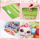 Honeydak 100 Pcs Happy Easter Sealing Treat Bags, 8.9 x 6.1 Inch Easter Sealed Pouch with Handle Resealable Rabbit Eggs Plastic Bags for Holiday Party Candy Gift Wrapping Supplies Decor