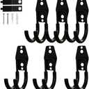 Tebgeag 6 Pack Garage Hooks Heavy Duty, Steel Utility Ladder Hooks for Hanging Tools, Bikes, Hoses and Ropes - Wall Mount Organizer with Anti-Slip Coating (2.8in）