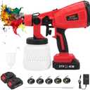 Cordless Spray Paint Gun,Airless Paint Sprayer Paint with 2Pcs 1500mAh Battery，Easy to Clean 5 Nozzles Electric HVLP Paint Sprayer for House Painting,Cabinets,Fences, Decks, Walls, DIY Projects, etc